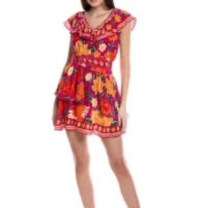 Farm Rio pink flowers mini dress